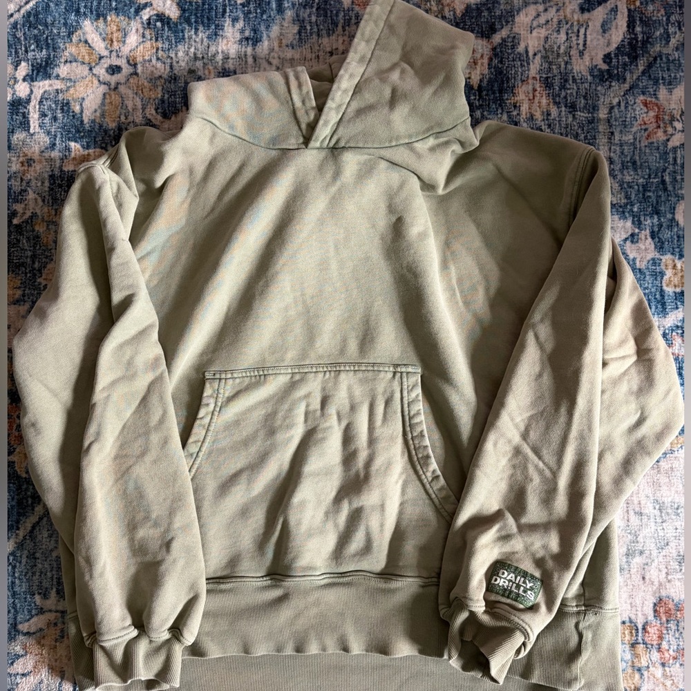 Daily Drills Unisex Oversized Hoodie - Sunbleached DD Green with
Bandana Patch